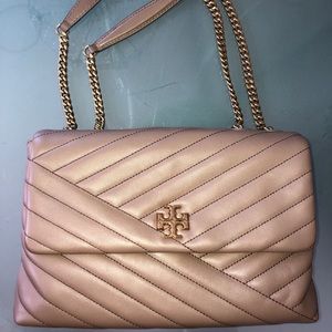 Tory Burch monogram chevron beige neutral fawn bag